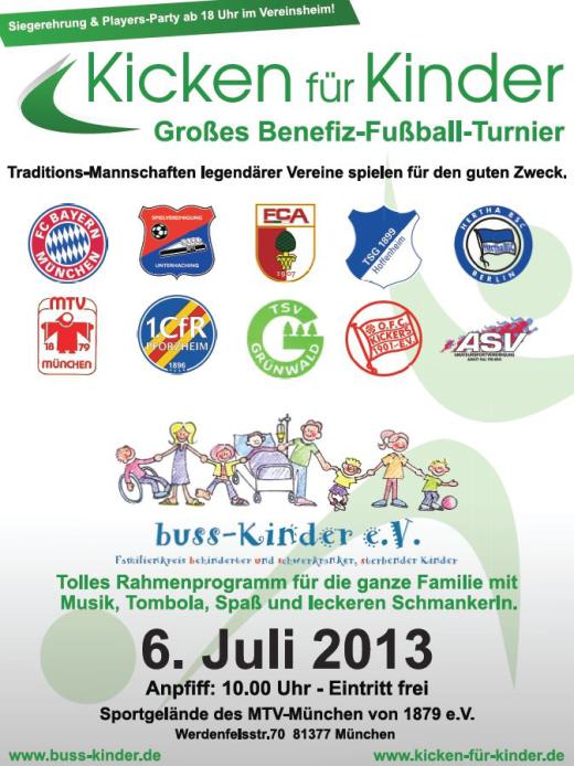 Plaktat mit Teilnehmenden Teams Kicken für Kinder